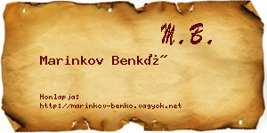 Marinkov Benkő névjegykártya